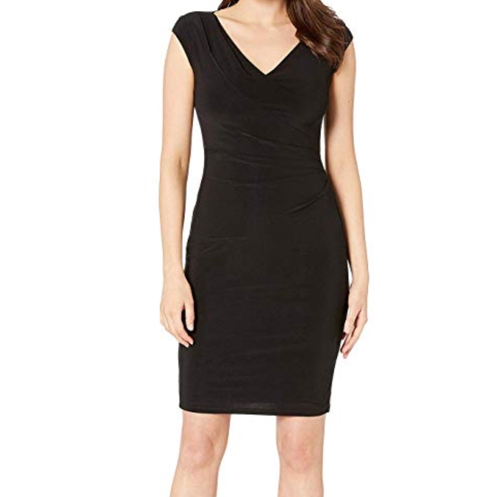 RALPH LAUREN Black Ruched Dress